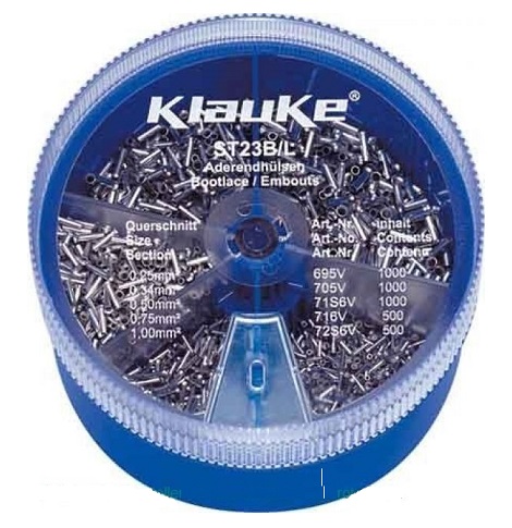 Набор втулочных кабельных наконечников KLAUKE ST23B, DIN 46228, 0,25–1,0 мм2